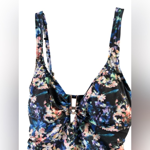Badgley Mischka purple floral swim top - Picture 3 of 7